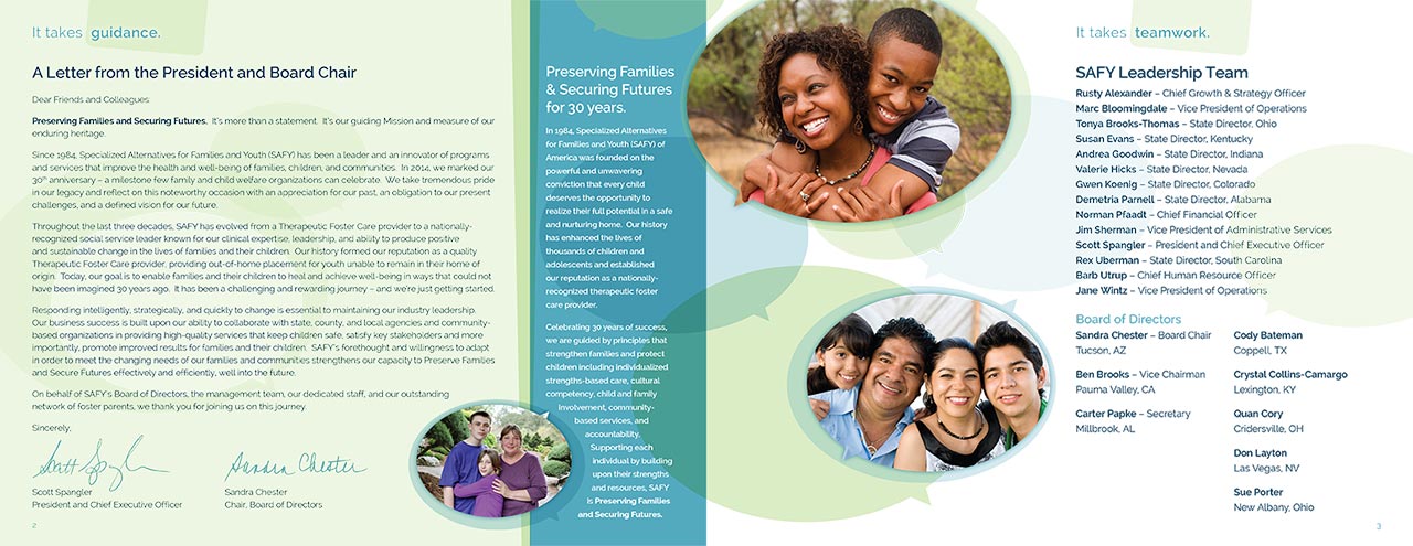 SAFY – Specialized Alternatives for Family and Youth of America 2014 Annual Report Spread