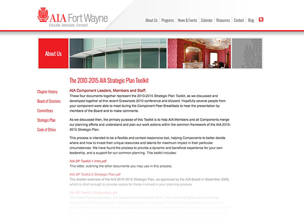 AIA Fort Wayne Website Interior Page