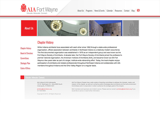 AIA Fort Wayne Website Interior Page