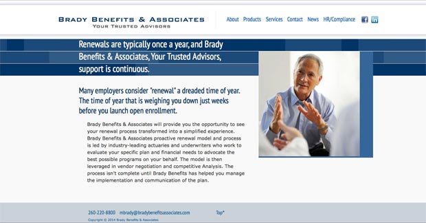 Brady Benefits Website Interior Page