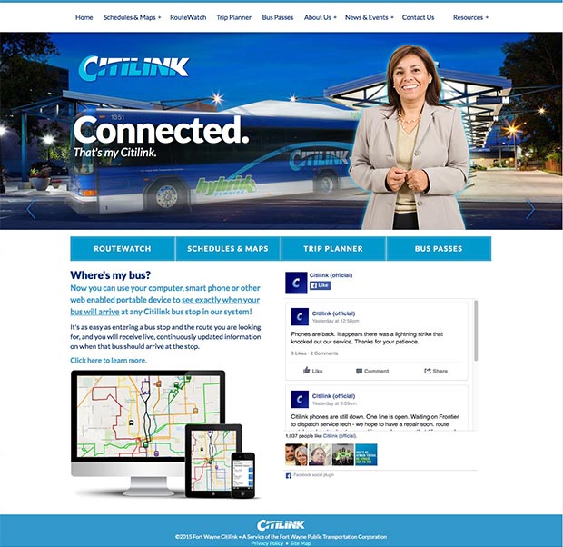 Fort Wayne Citilink Website Homepage