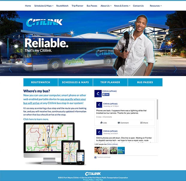 Fort Wayne Citilink Website Interior Page