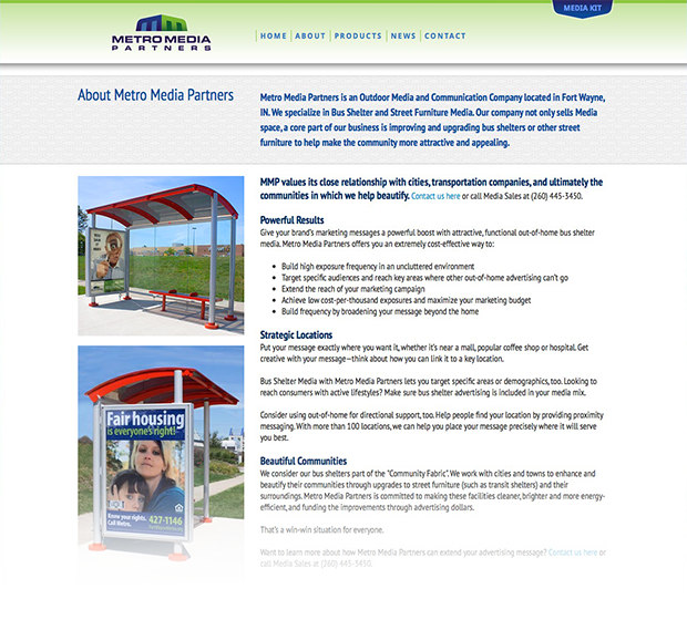 Metro Media Partners Website Interior Pages