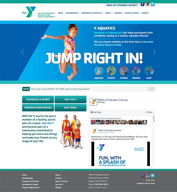 Steuben County YMCA Website Homepage