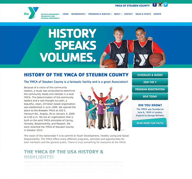 Steuben County YMCA Website Interior Pages