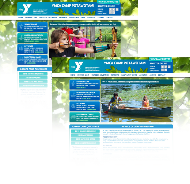 YMCA of Greater Fort Wayne Camp Website Interior Page